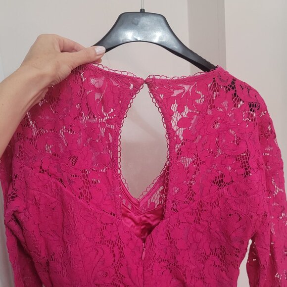 NEW Lace Midi Dress. Fuchsia. Size 2. - Picture 12 of 16